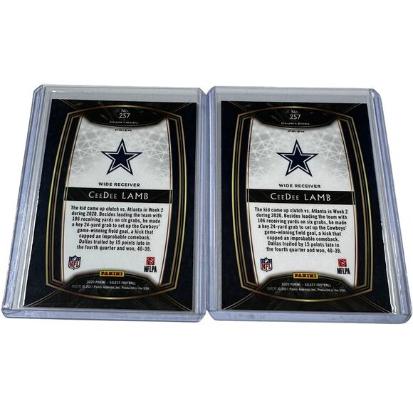 2020 Panini Select - Club Level Silver Prizm #257 CeeDee Lamb (RC) Set of 2 - Picture 2 of 2